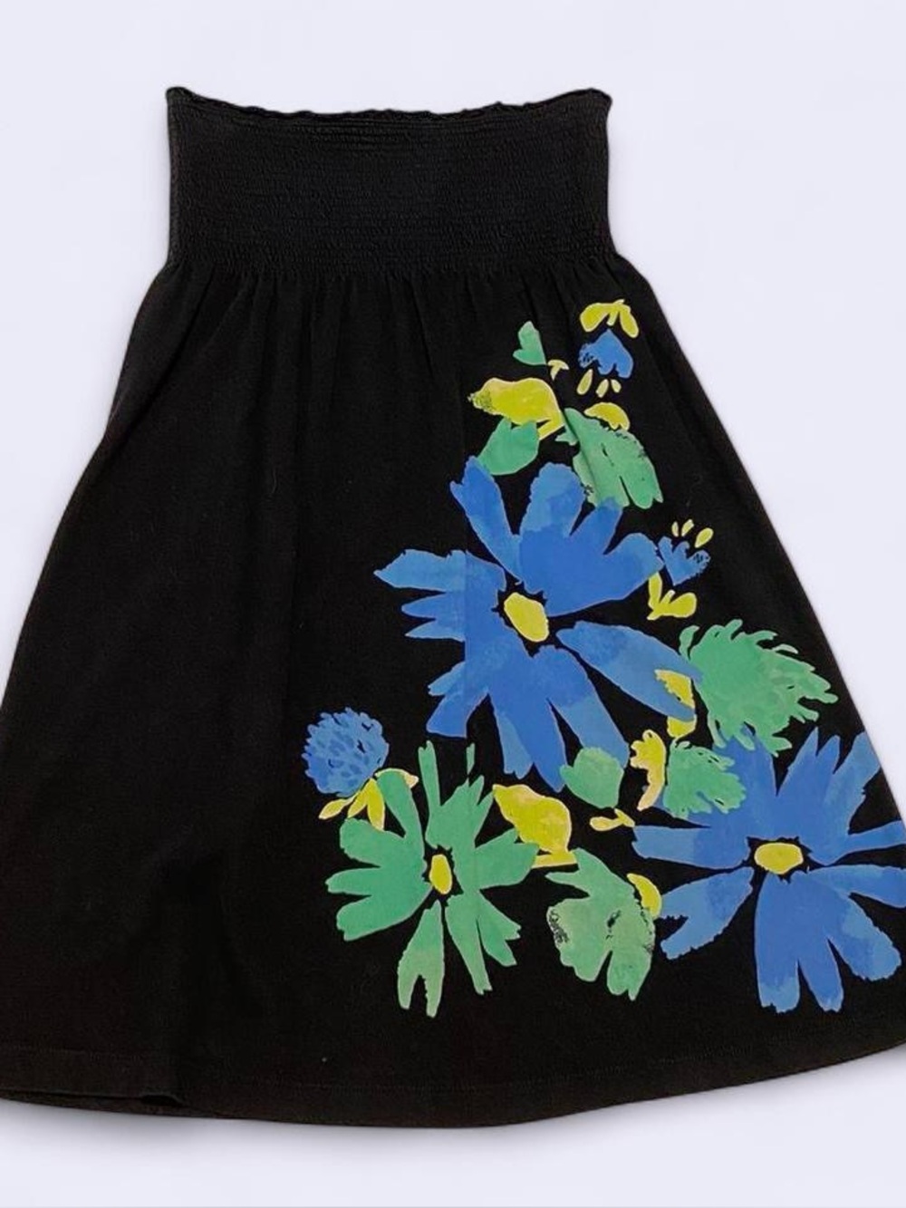 black floral strapless mini dress